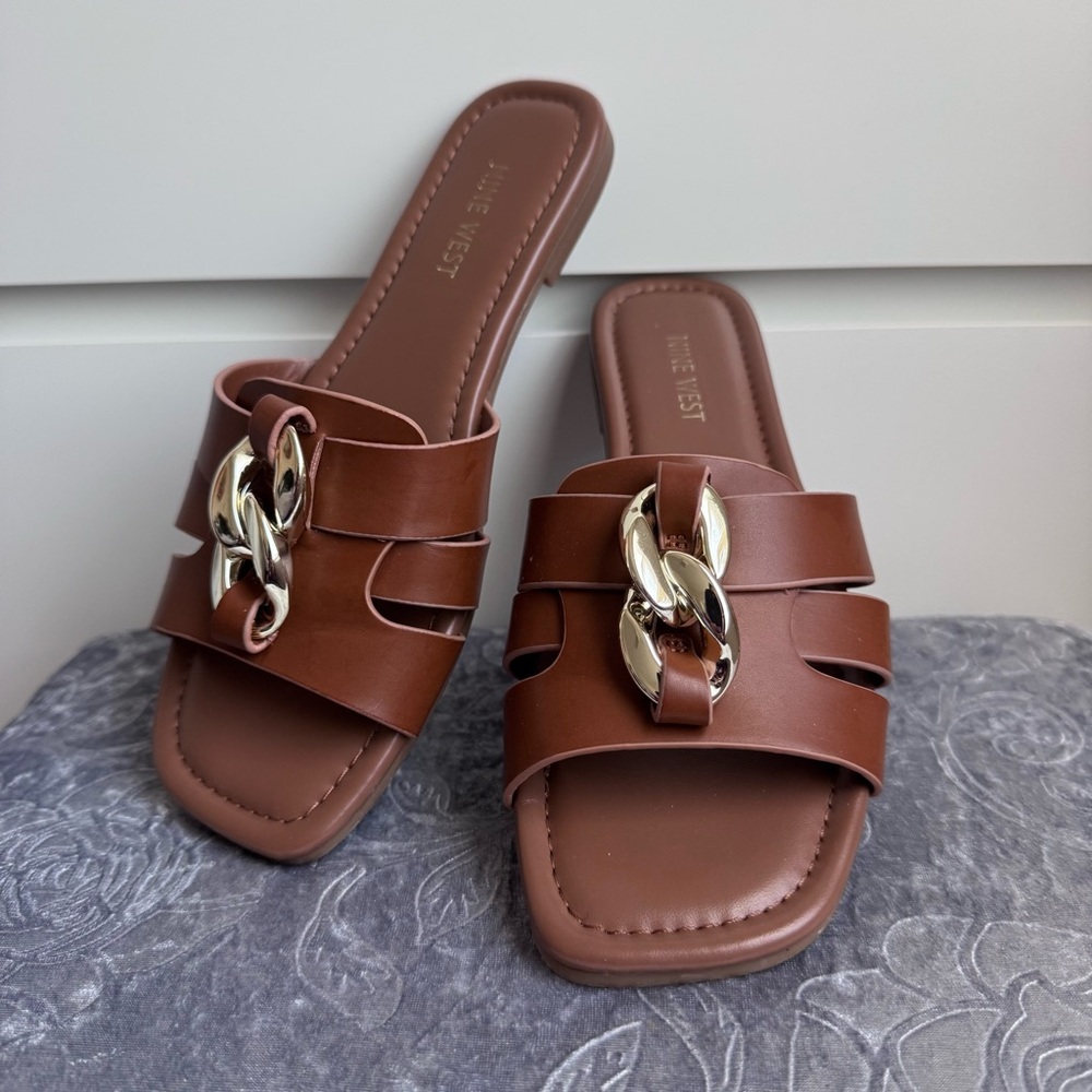 Nine West Quana Metal Accent Flat Sandals
